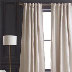 QUINCE European Linen Blackout Curtain Sand Single Panel